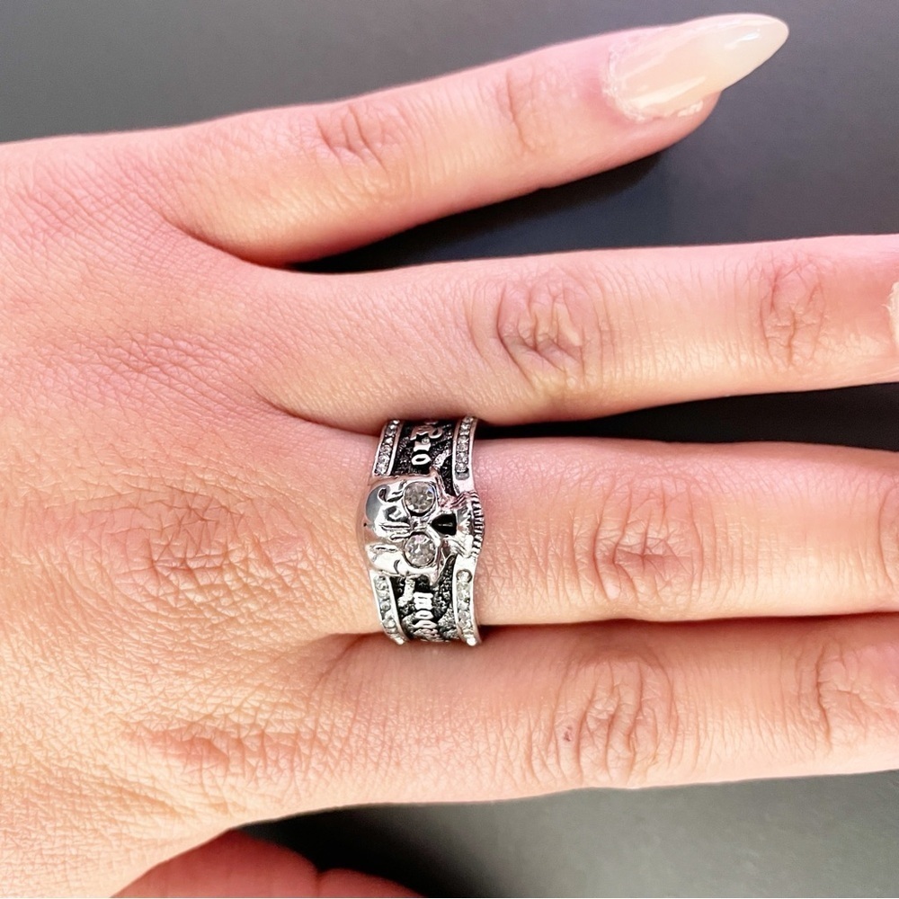 925 Sterling Silver Men's Skull Ring | Grunge Liberation Ring Size 11, 12, 13 - Picture 4 of 13